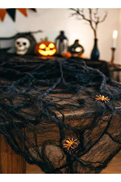 Parti Adresi Cadılar Bayramı Dekoratif Esnek Örümcek Ağı Halloween Parti Deko...