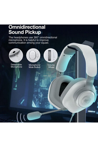 Havit Gaming headphones with wire and microphone Havit, 1.8m, white, H2230U