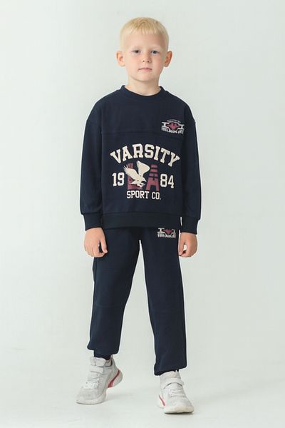 AHENGİM Boys' Varsity Printed Bottom Top Tracksuit Set Ak7959