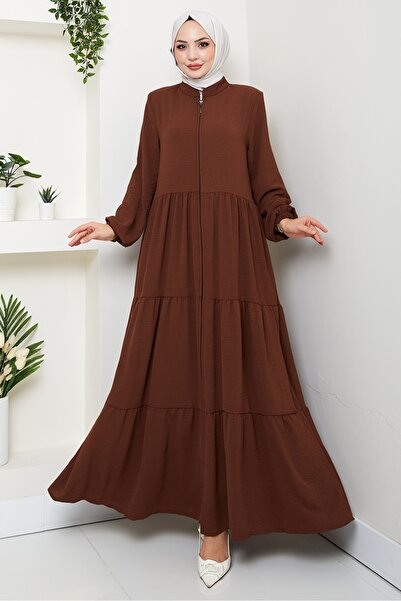 Bestenur Φεράζ με φερμουάρ με λεπτομέρεια στο πάτωμα 1586 - Καφέ