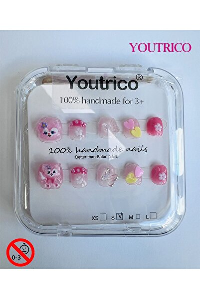 Youtrico Kids Press-on Nails - 100% Handmade Non-Toxic Safe for Ages 3+ Cute Green Kids' Fake Nails