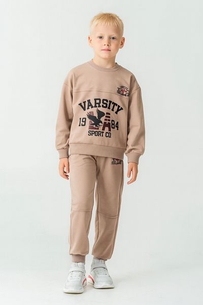 AHENGİM Boys' Varsity Printed Bottom Top Tracksuit Set Ak7959