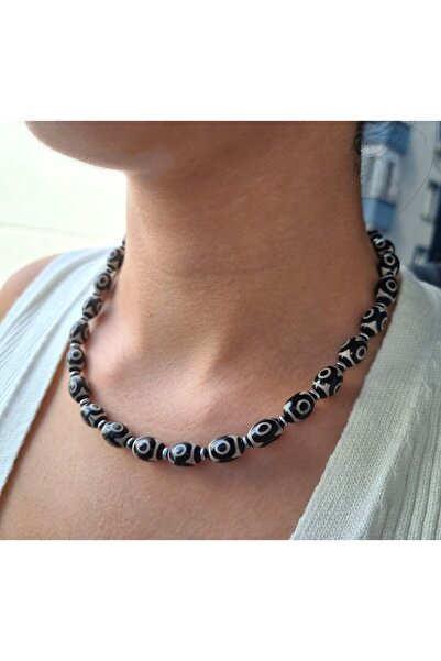 NEMOR STUDIO Tibet Akik ve Hematit Doğal Taş Kolye | Koruma ve Denge