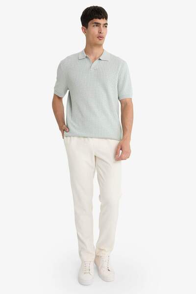 DeFacto Standard Fit Polo Neck Knitwear Short Sleeve T-Shirt E3306Ax25Sm