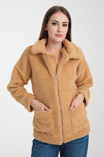 CNG MODA Zippered Oversized Unlined Plush Coat