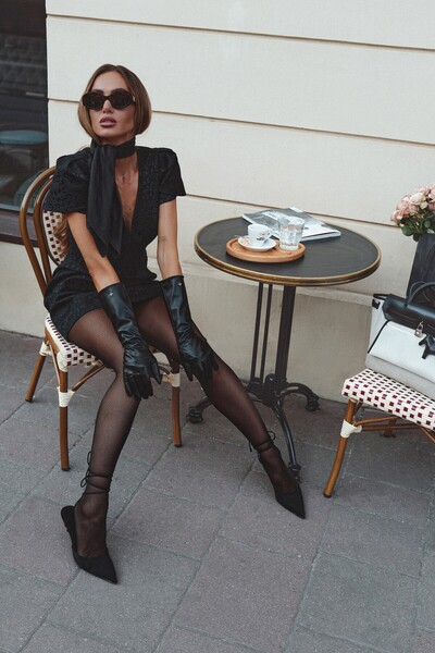 Made of Emotion Short-sleeved jacquard mini dress