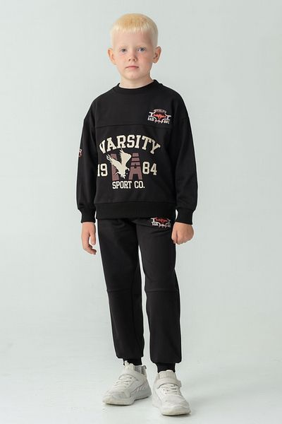 AHENGİM Boys' Varsity Printed Bottom Top Tracksuit Set Ak7959