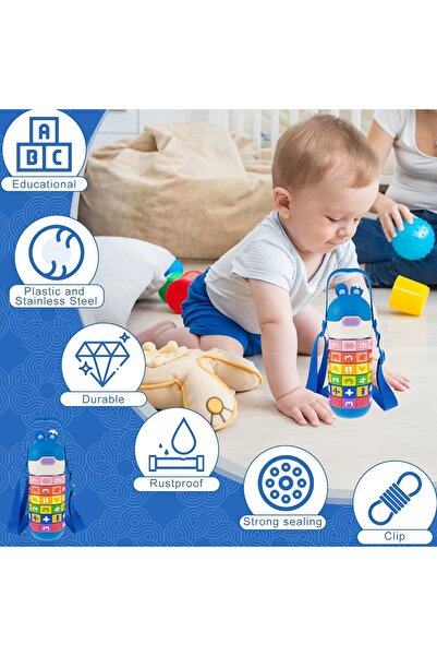 Mobcos Math Learning Water Bottle,Straw Strap Double Wall Fun and Learning Water Bottle rotating sleeve