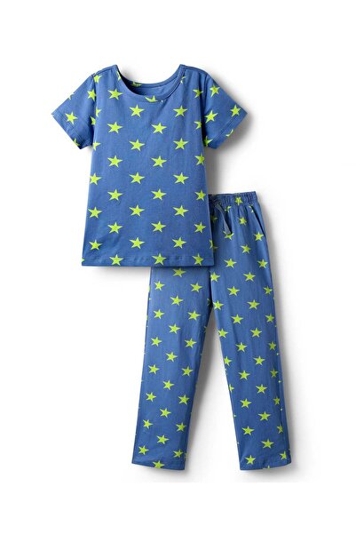Pine kids Single Jersey Knit Half Sleeves Co-Ord Pyjama Set with Star Print -...