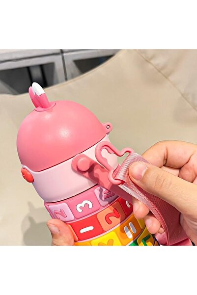 Mobcos Math Learning Water Bottle,Straw Strap Double Wall Fun and Learning Water Bottle rotating sleeve