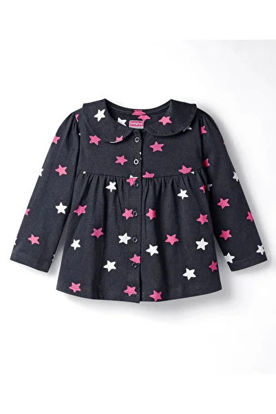 Babyhug Cotton Knit Full Sleeves Co-ords Night Suit With Star Print - Black