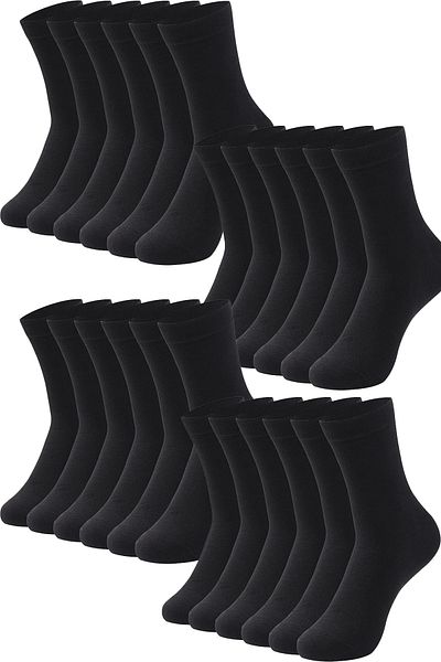 HRN Textile Pack of 24 Men's Cotton Plain Long Socks – Anti-Sweat and Odor