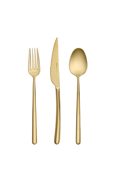 Hisar Bahama 60 Piece Fork Spoon Knife Set Titanium Gold