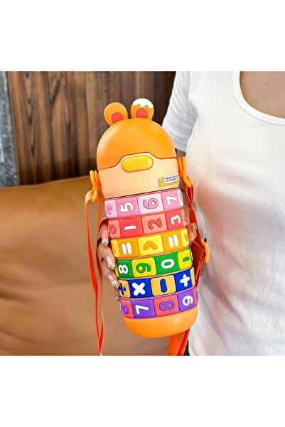 Mobcos Math Learning Water Bottle,Straw Strap Double Wall Fun and Learning Water Bottle rotating sleeve