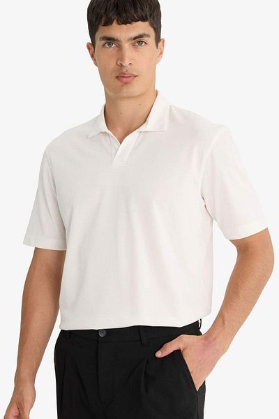DeFacto Regular Fit Polo Neck Fine Texture Short Sleeve T-Shirt F8477Ax25Au