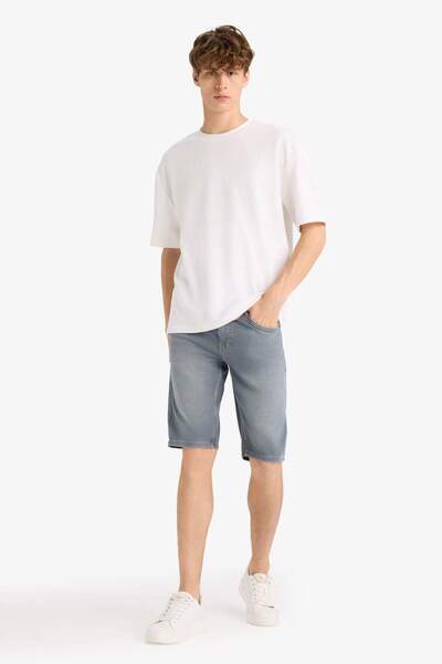 DeFacto Slim Fit Slim Fit Jean Bermuda Shorts F9605Ax25Sm