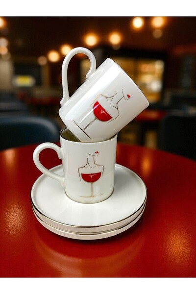 qtahya homes queen of kütahya Porcelain Turkish Coffee Cup Set for 6 People – Gift, Stylish Design