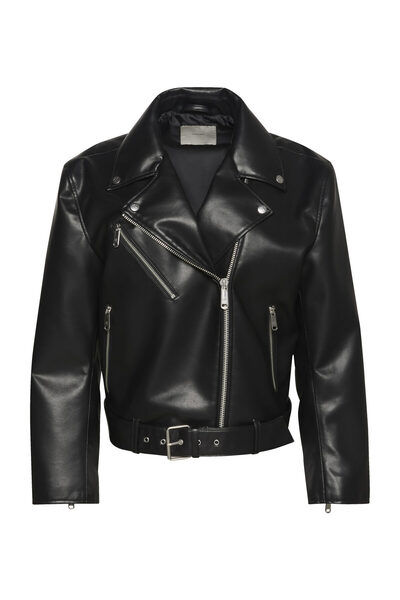 Calvin Klein FAUX LEATHER MOTO JACKET W/BELT