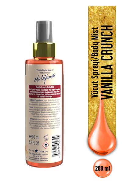 Eda Taşpınar Vanilla Crunch Vanilya Body Mist,Madagaskar’ın Eşsiz Kokusu, Baştan Çıkarıcı !200 ml