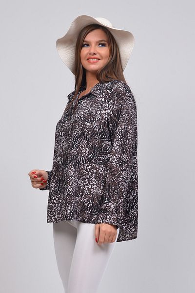 TUSSE Women's Zebra Leopard Patterned Viscose Large Size Shirt