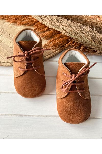 Li Puna Baby Nubuck Tan Genuine Leather Baby First Step Boots