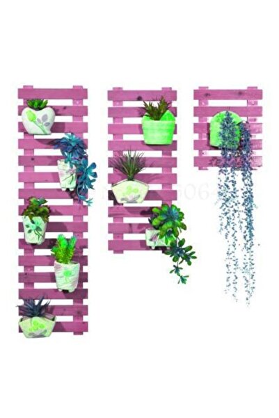 DEMBEY AHŞAP ATÖLYE Çiçeklik Saksılık Balkon Çiçeklik Retro Obje 3 Lü Set Mor