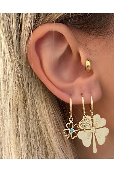 Markiz Takı Üçlü Yonca Küpe Seti