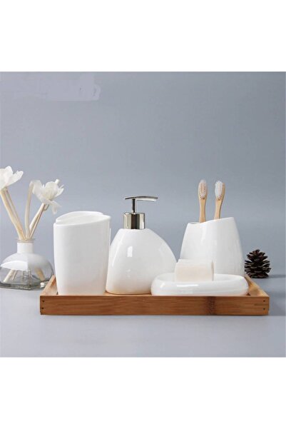DEMBEY AHŞAP ATÖLYE Banyo Aksesuar Tepsisi Banyo Düzenleyici Tepsi AKSESUARLA...