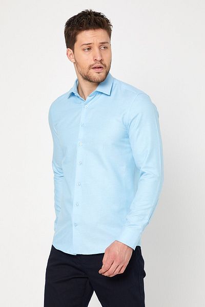 RAVANELLI Μακρυμάνικο πουκάμισο Turquoise Slim Fit