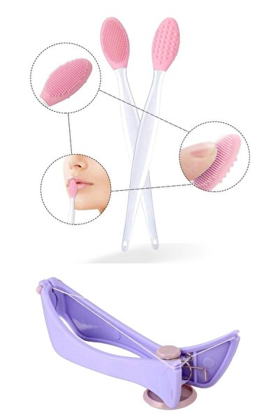 Buffer 2 Adet Dudak Burun Fırçası Peeling Etkili Gözenek Siyah Nokta Temizleyici Çift Fırça + Yüz Tüy Alma
