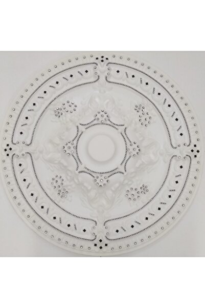 yeditepe osmanlı Siyah Taşlı Güneş Desenli Stropiyer Tavan Göbeği - 68 Cm