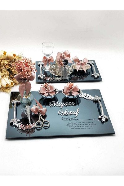 ZEKAAVM 2-Piece Promise Tray Groom's Coffee Engagement Tray