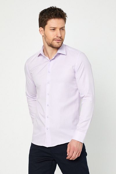 RAVANELLI Μακρυμάνικο πουκάμισο λιλά Slim Fit