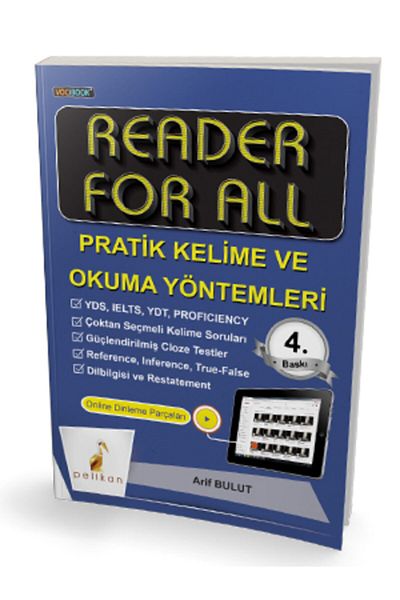 Pelikan Yayınları Reader for All - Practical Vocabulary and Reading Methods Pelican Publishing (with Protection Bag)