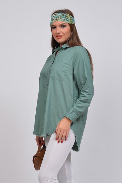 TUSSE قميص أخضر كلاسيكي من القطن مقاس كبير