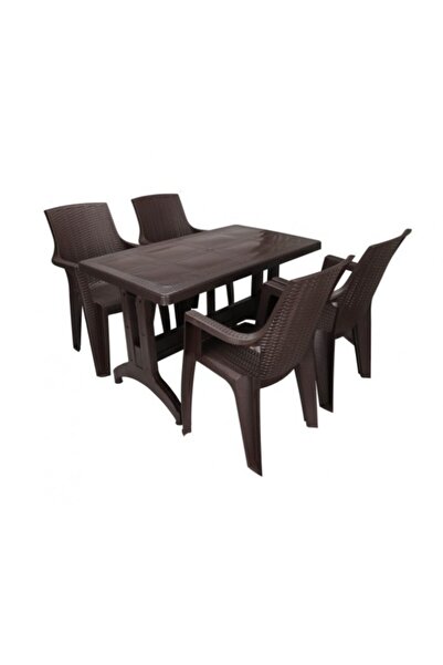 Mandella Zeugma 70x120 4 Kişilik Nibras Koltuk Masa Takımı Kahverengi