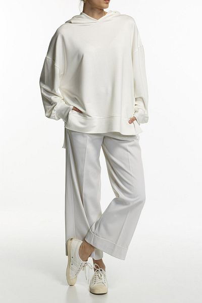 BASIC&CO Nova Hooded Oversize Ecru Sweatshirt
