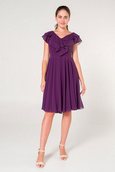 SpringStore Rochie de seară din șifon cu guler violet