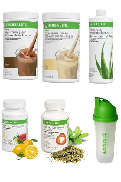Herbalife 1 Çikolota + 1 Vanilya + 1 Aloe + 1 Limon 50gr Çay + 1 Thermo + 1 S...