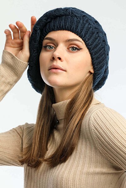 Goldmine Beretă tricotată cu două straturi, albastru închis