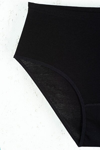 BSM Pack of 5 Women's Black Cotton Soft Side Seamless High Waist Breathable Rib Slip Panties