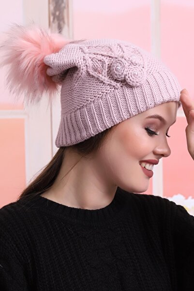 Deafox Puder roze beretka sa detaljima za žene