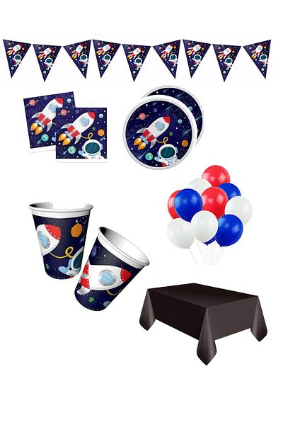 Parti dolabı Space Themed Birthday Decorations Astronaut Table Set Party Set Economical Set for 16 People