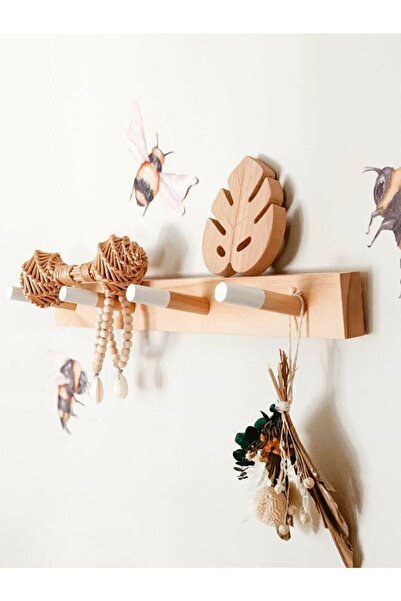 babyroomstore Ahşap Dekoratif Askılık, Montessori Çocuk Odası Askılık, Mutfak Askılık