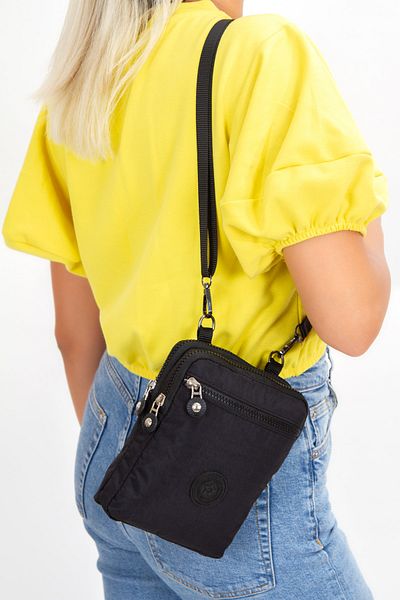 Newish Nwp Crinkle Waterproof Shoulder Bag Women Black (20x15cm)