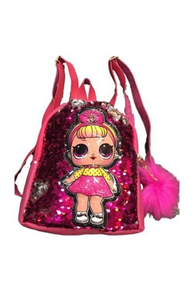 DZC KUZENLER AVM Lighted Sequin Sequined Lol Doll Figured Children's Backpack Fuchsia
