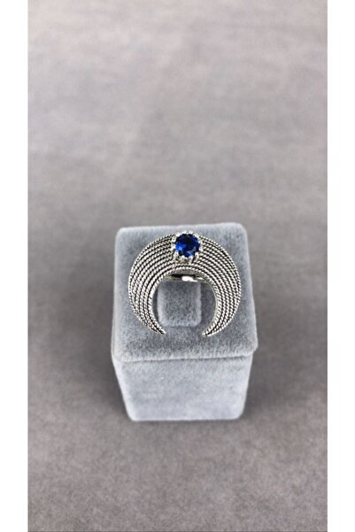 BEY SİLVER Telkari Safir Taşlı Gümüş Kadın Yüzük