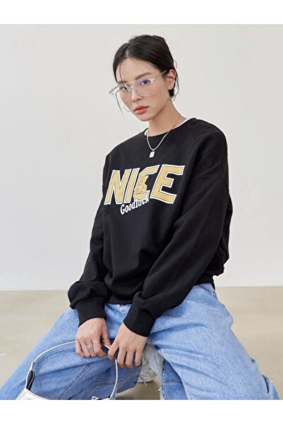 ALİKA Γυναικείο φούτερ Nice Oversize σε μαύρο χρώμα