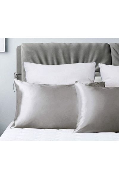 METİNEV Silver Color Cotton Satin Pillow Case