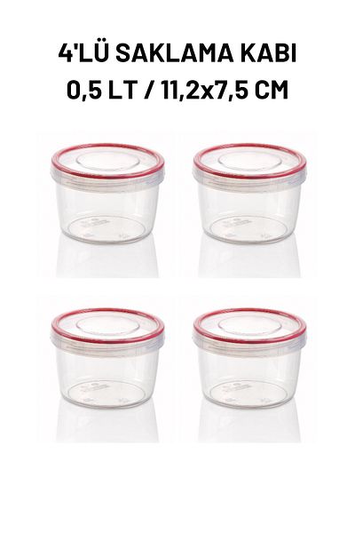 Melkan Home Screw Sealed Storage Container 0.50 Liter X 4 Pieces